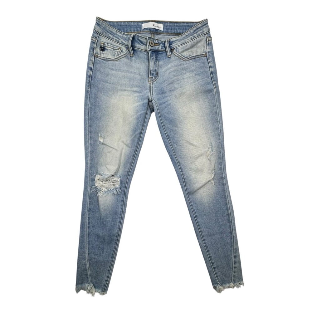 KanCan Light Wash Factory Distressed Frayed Ankle Jeans Size 5/26 Style kc8393l - Picture 2 of 8